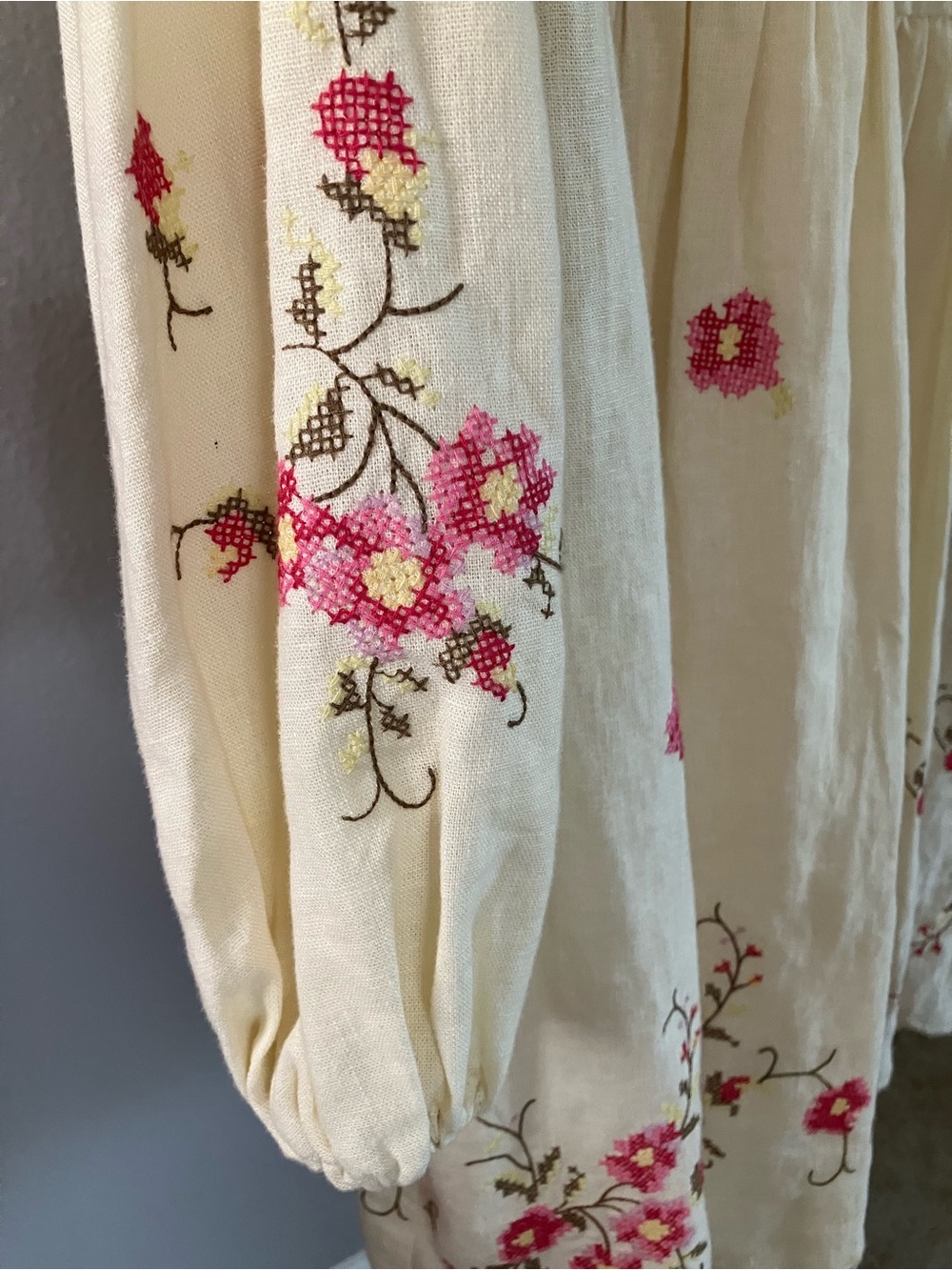 Caroline Constas Floral Embroidered Linen Midi Dress NWT Large - Picture 3 of 11